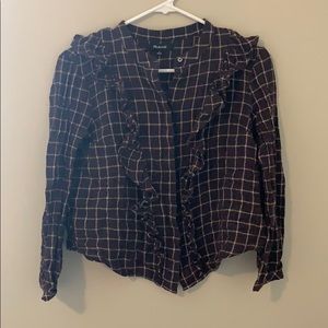 MADEWELL button down ruffle blouse.